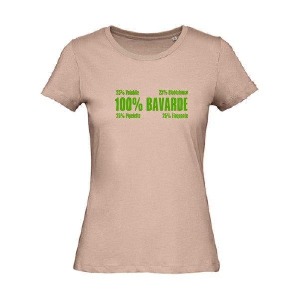 T shirt humour bio femme   femme bio|  Bavarde Vert pomme 