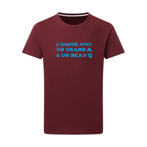 L'Amour avec un grand A et un beau Q ! - Flex bleu clair Tshirt original Burgundy  2XL