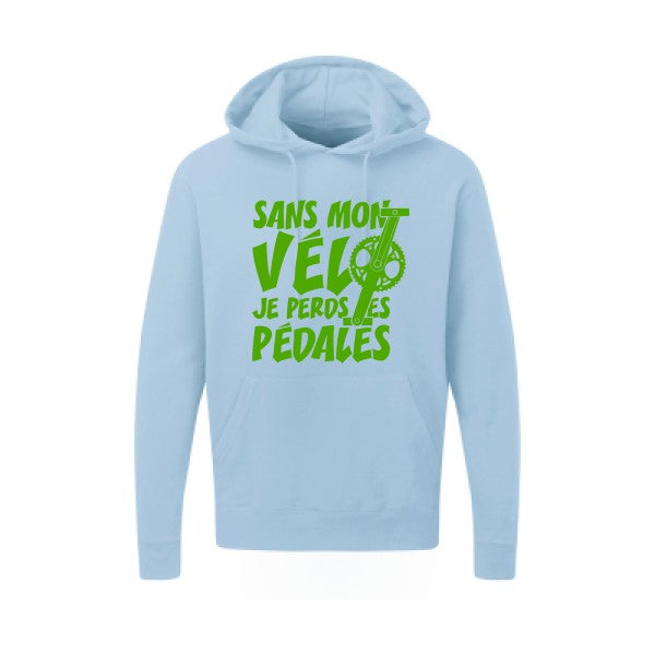 Sans mon vélo, je perds les pédales ! |Sweat  capuche humoristique Vert pomme 