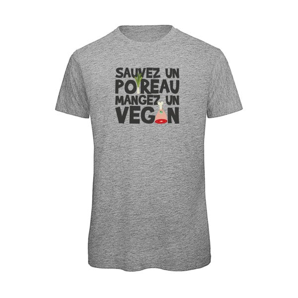T-shirt humour original Vegan Poireau T Shirt couleur Sport Grey