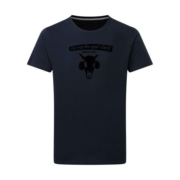 vache qui riait noir -Flex noir sur T-shirt SG  Navy  5XL