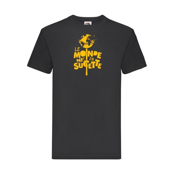 T-shirt|Le Monde part en Sucette |flex jaune Or| Fruit of the loom 205 g 