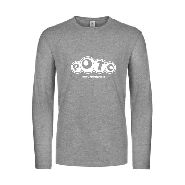 poto - t shirt- manches- longues- original- humour- Sport Grey impression Face