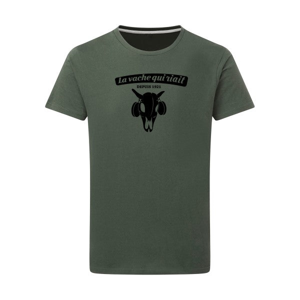 vache qui riait noir -Flex noir sur T-shirt SG  Thyme  2XL