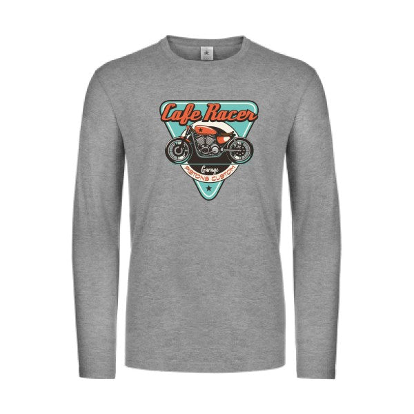 cafe-racer-t-shirt-manches-longues-original-humour -Sport Grey