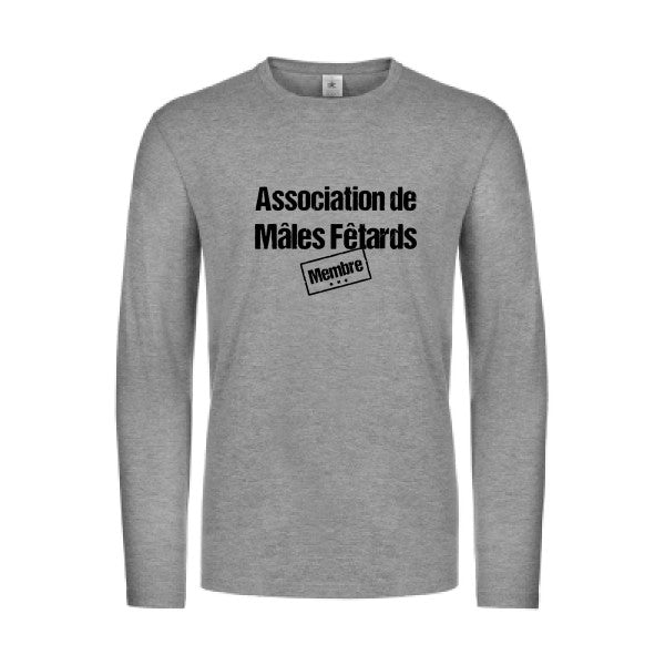 association de males fetards - t shirt- manches- longues- original- humour- Sport Grey impression Face