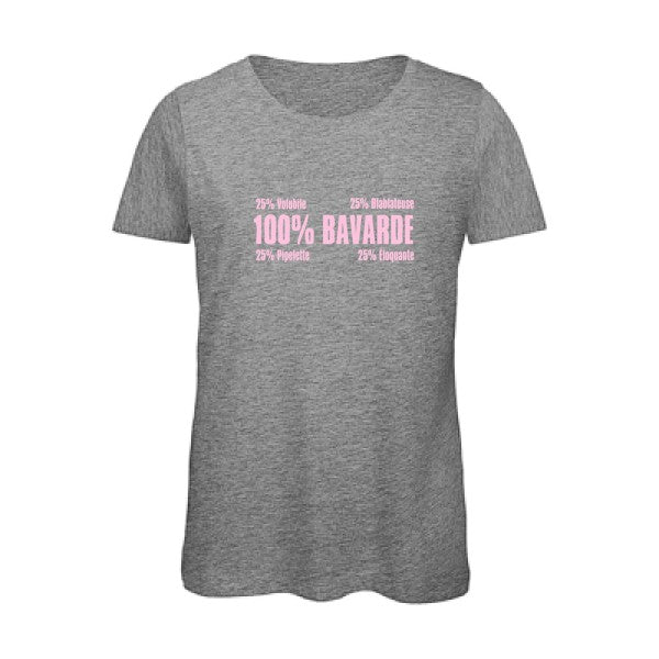 T shirt humour bio femme   femme bio|  Bavarde Rose 