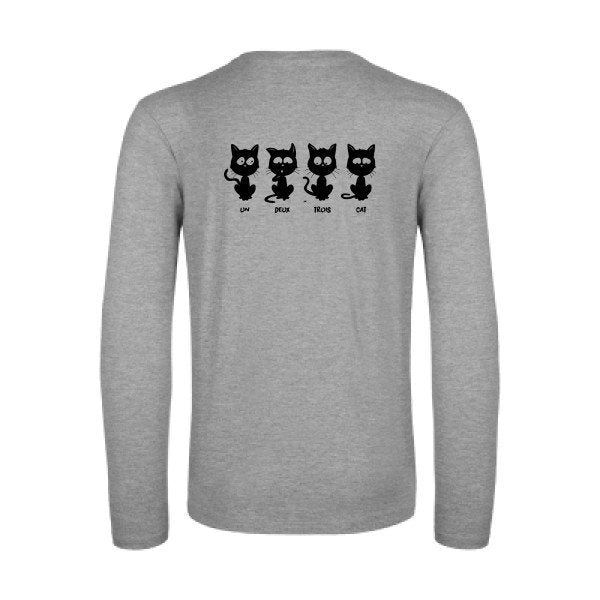 un deux trois cat - t shirt- manches- longues- original- humour- Sport Grey impression Dos
