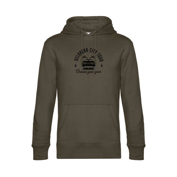Delorean-city-tour sweat shirt original Khaki flex Noir impression Face