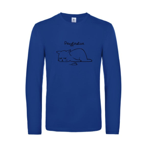 procatination - t shirt- manches- longues- original- humour- Royal Blue impression Face