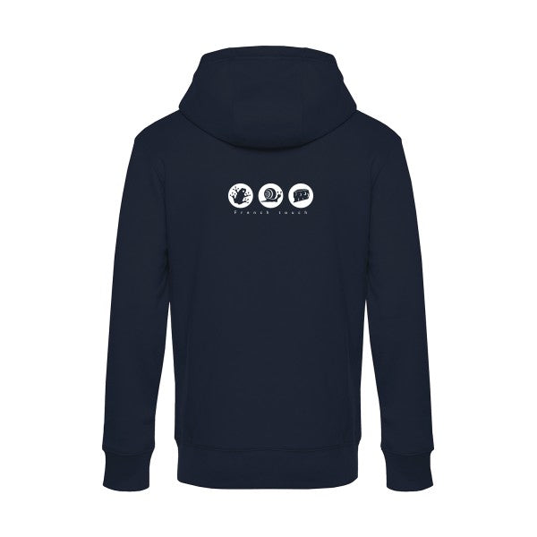 French-touch sweat shirt original Navy Blue flex Blanc impression Dos