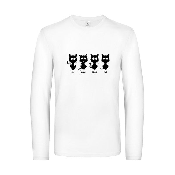 un deux trois cat - t shirt- manches- longues- original- humour- White impression Face