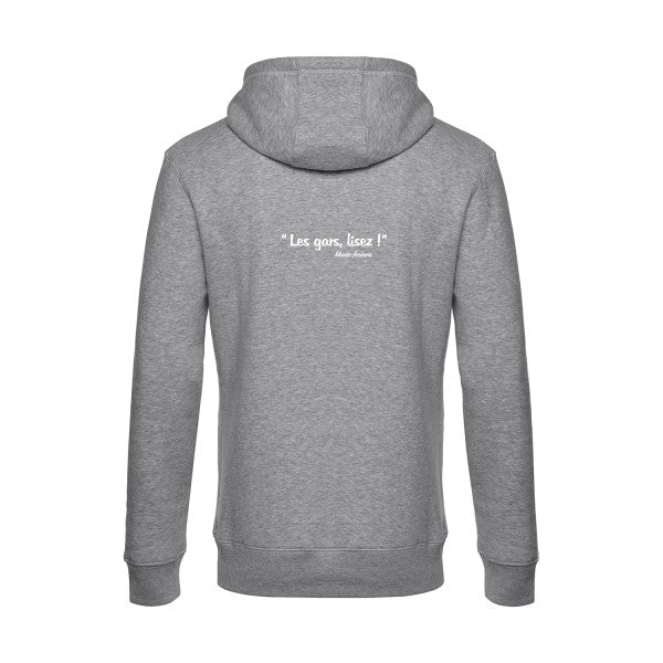 Les-gars-lisez sweat shirt original Heather Grey flex Blanc impression Dos