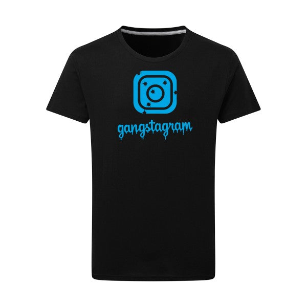 GANGSTAGRAM - Flex bleu clair Tshirt original Dark Black  4XL