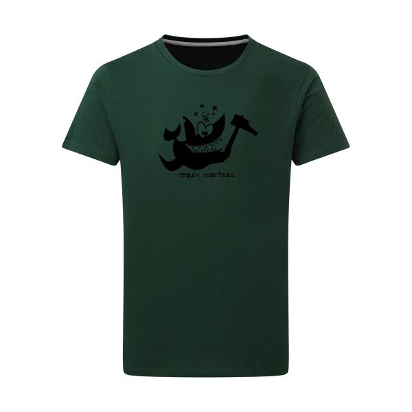 Requin marteau noir -Flex noir sur T-shirt SG  Bottle Green  2XL