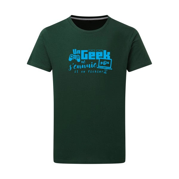 Un geek ne s'ennuie pas - Flex bleu clair Tshirt original Bottle Green  2XL