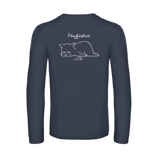 procatination - t shirt- manches- longues- original- humour- Navy impression Dos