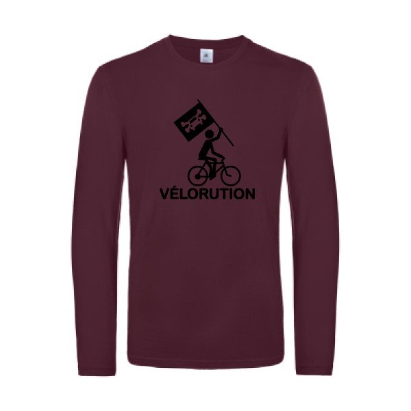 velorution - t shirt- manches- longues- original- humour- Burgundy impression Face