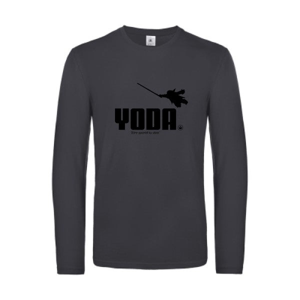 yoda - t shirt- manches- longues- original- humour- Dark Grey impression Face