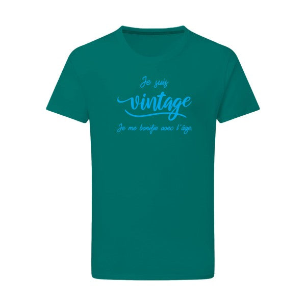 Je suis vintage  - Flex bleu clair Tshirt original Emerald Green  2XL