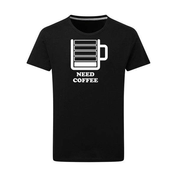 Need Coffee -Flex Blanc sur T-shirt SG  Dark Black  4XL