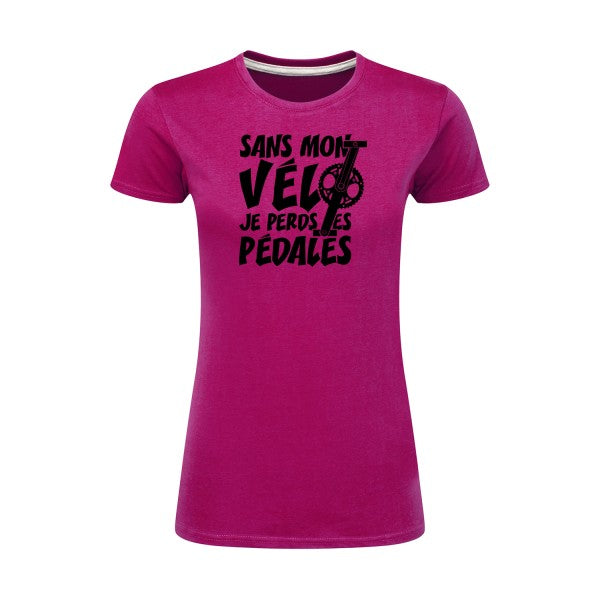 Sans mon vélo, je perds les pédales ! | Noir |T shirt original femme|SG