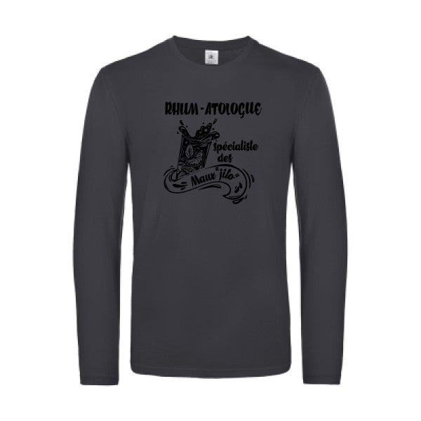 rhum atologue - t shirt- manches- longues- original- humour- Dark Grey impression Face