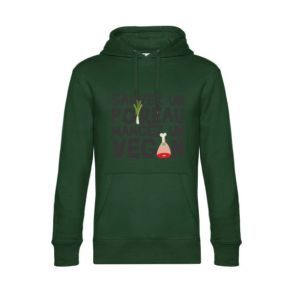 vegan-poireau- Sweat à capuche original Bottle Green - RueDuTeeshirt