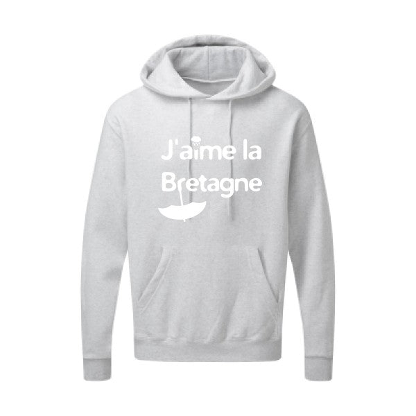 J'aime la Bretagne |Sweat  capuche humoristique Blanc 