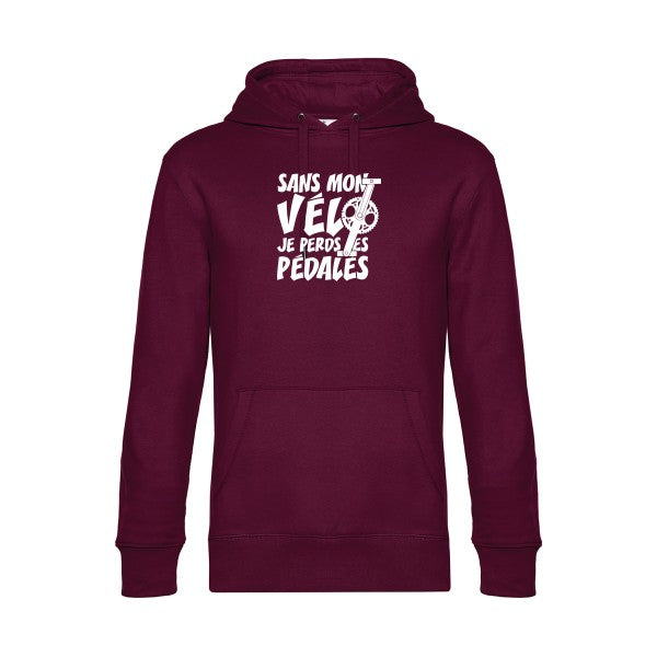 Sans-mon-velo-je-perds-les-pedales sweat shirt original Burgundy flex Blanc impression Face