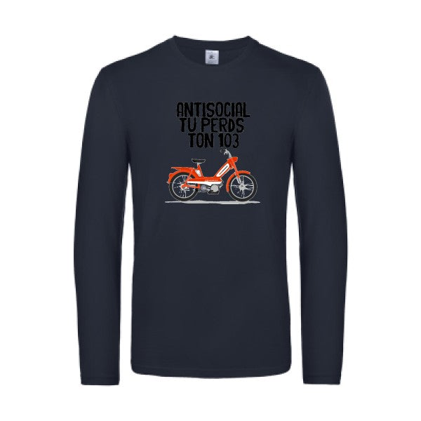antisocial-t-shirt-manches-longues-original-humour -Navy