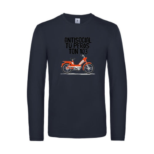 antisocial-t-shirt-manches-longues-original-humour -Navy