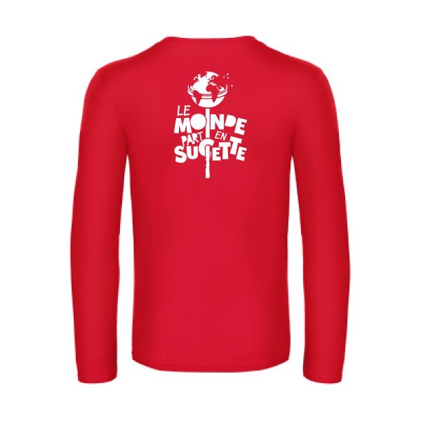 le monde part en sucette - t shirt- manches- longues- original- humour- Red impression Dos