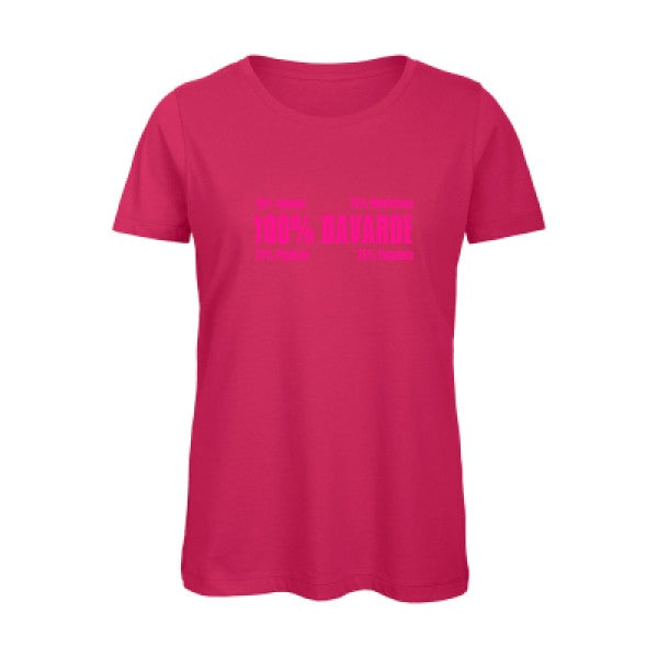 T shirt humour bio femme   femme bio|  Bavarde Rose Fluo 