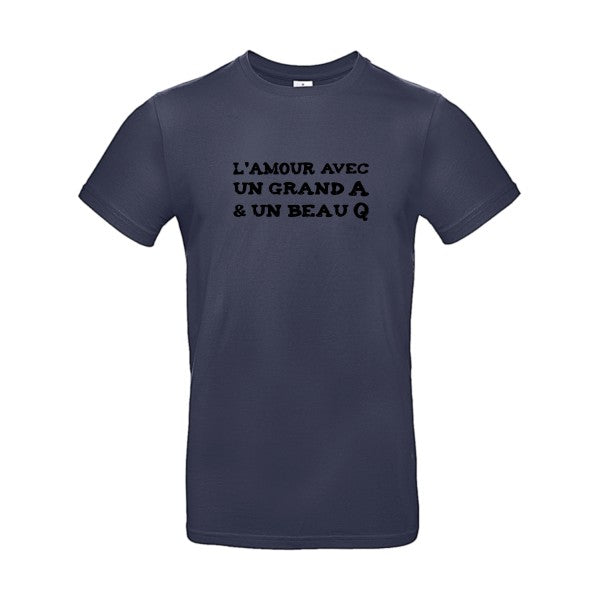 L'Amour avec un grand A et un beau Q ! flex noir B&C - E190 T-shirt|Navy Blue||2XL