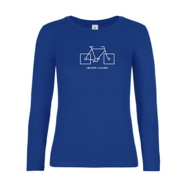 t-shirt lsl femme I-believe-I-can-ride Royal Blue flex blanc