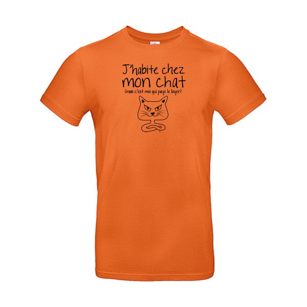 J'habite chez mon chatFlex noir - E190 T-shirt|Urban Orange||2XL