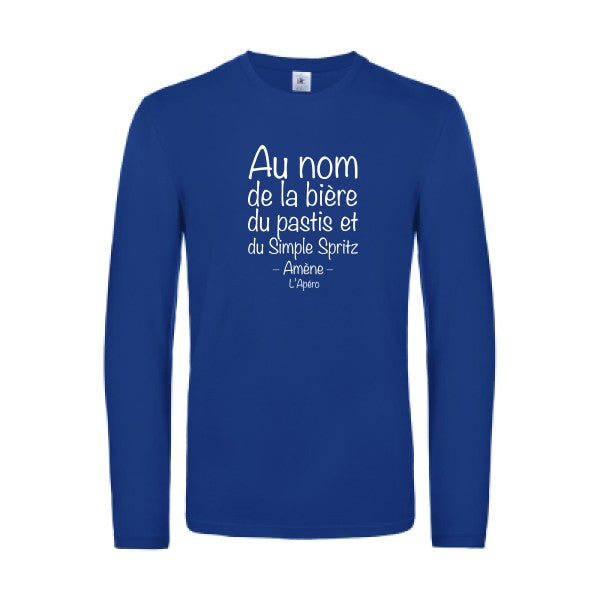 priere de l apero - t shirt- manches- longues- original- humour- Royal Blue impression Face