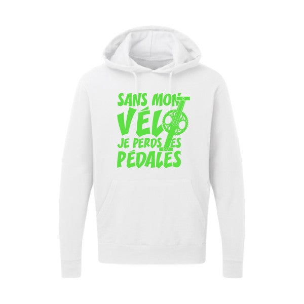 Sans mon vélo, je perds les pédales ! |Sweat  capuche humoristique Vert fluo 