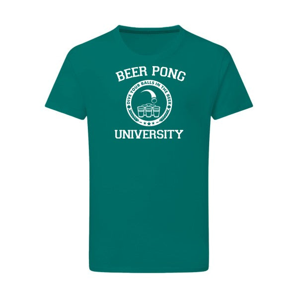 Beer Pong Blanc -Flex Blanc sur T-shirt SG  Emerald Green  2XL