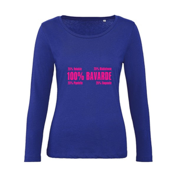 t-shirt Bavarde Rose Fluo |   T shirt manches longues femme|100% bio