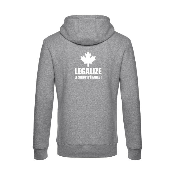Legalize-le-sirop-d-erable sweat shirt original Heather Grey flex Blanc impression Dos