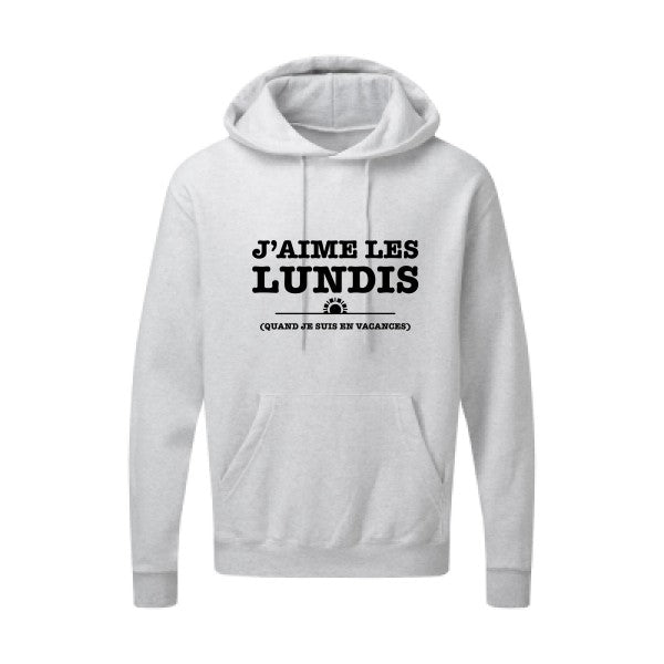 J'aime les lundis quand... Noir |Sweat capuche imprimé homme