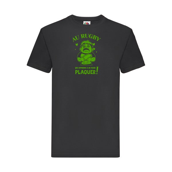 T-shirt|Au ru  G by, on apprend à se faire plaquer ! |Vert pomme|Fruit of the loom 205  G