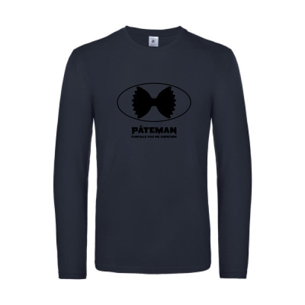 pateman - t shirt- manches- longues- original- humour- Navy impression Face