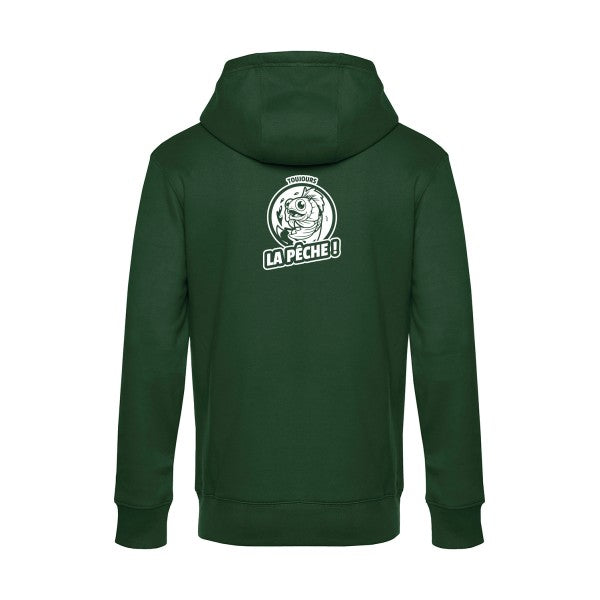 Toujours-la-peche sweat shirt original Bottle Green flex Blanc impression Dos