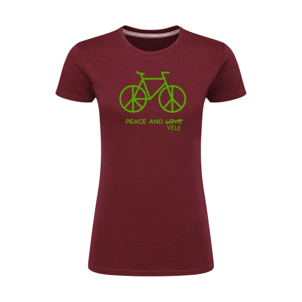 Peace and vélo Vert pomme |T shirt original femme|SG