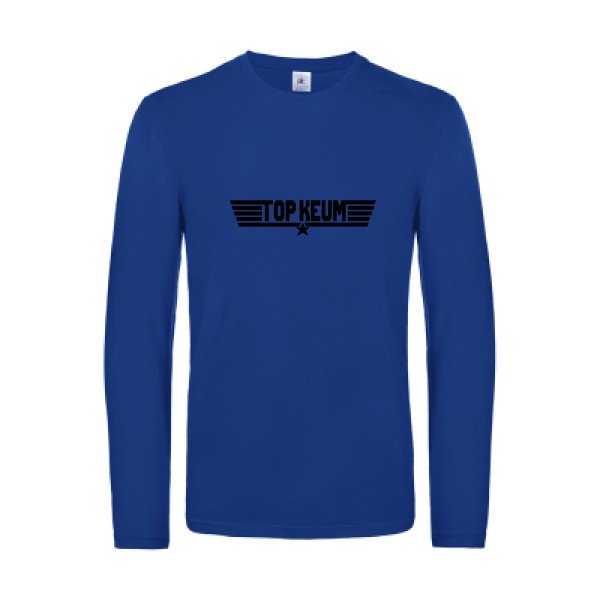 top keum - t shirt- manches- longues- original- humour- Royal Blue impression Face
