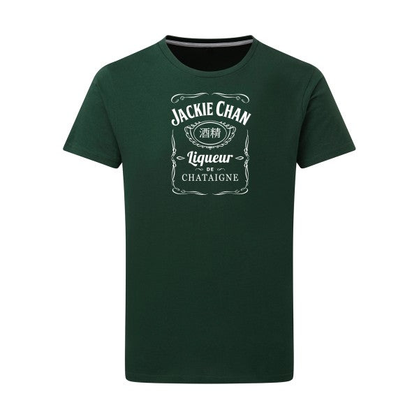 Jackie Chan Blanc -Flex Blanc sur T-shirt SG  Bottle Green  2XL