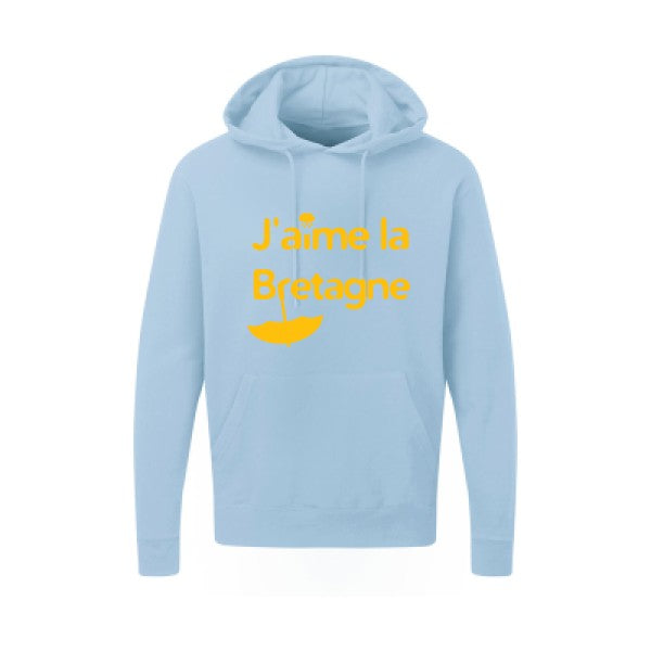 J'aime la Bretagne |Sweat  capuche humoristique jaune Or 